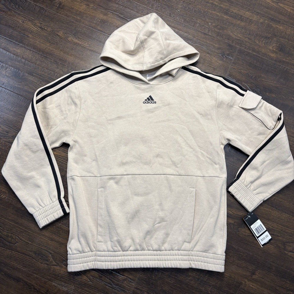 Adidas Boys Cargo Hood Pullover Size Large Color Tan NEW with Tags On‎ Trend